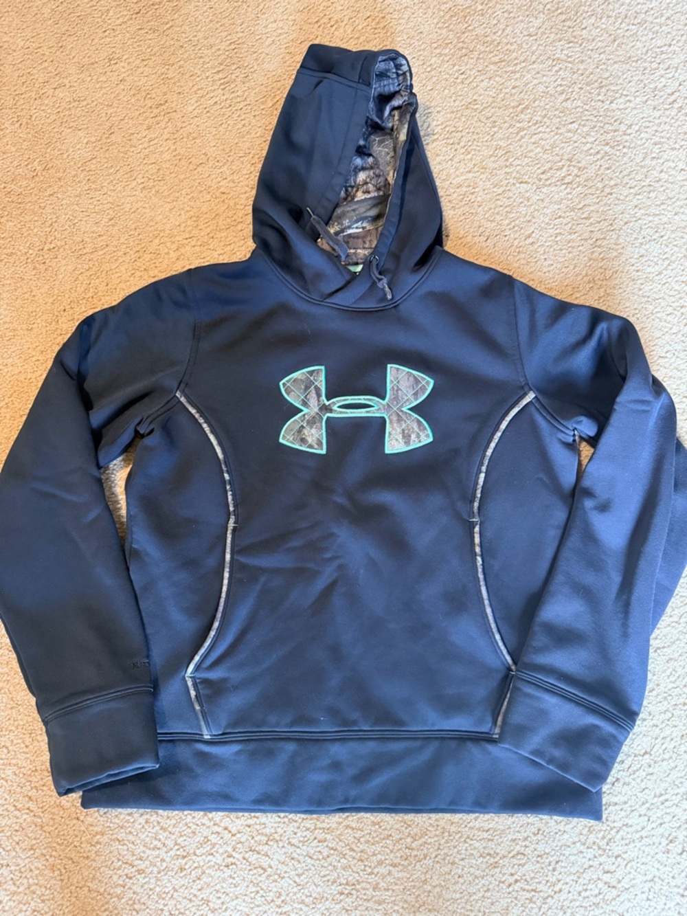 Under Armour Black Hoodie with Teal Logo
